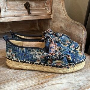 💙 Sam Edelman Cabrera Platform Espadrille woven canvas shoes size 9.5 western
